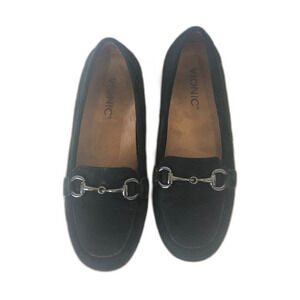 VIONIC Bibiana Loafers Women's Size 6.5 Black Slip On Shoes Suede
